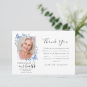 Sympathie Blauwe Vlinders Foto Begrafenis Bedankkaart (Staand voorkant)