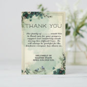 Sympathie Blauwgroen Florals Sympathie Hartelijk d Bedankkaart (Staand voorkant)