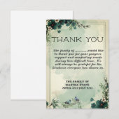 Sympathie Blauwgroen Florals Sympathie Hartelijk d Bedankkaart (Voorkant / Achterkant)