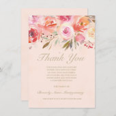 Sympathie Bloemen Blush Waterverf Rozen dank u Bedankkaart (Voorkant / Achterkant)