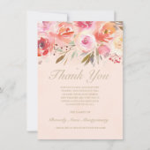 Sympathie Bloemen Blush Waterverf Rozen dank u Bedankkaart (Voorkant)