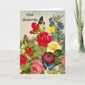 Sympathie  Bloemen en Vlinders met Gedicht Kaart (Voorkant)