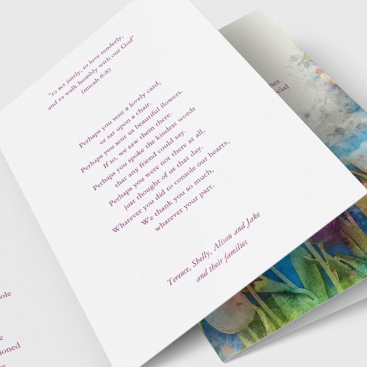 Sympathie Bloemen Viering van het leven Begrafenis Bedankkaart