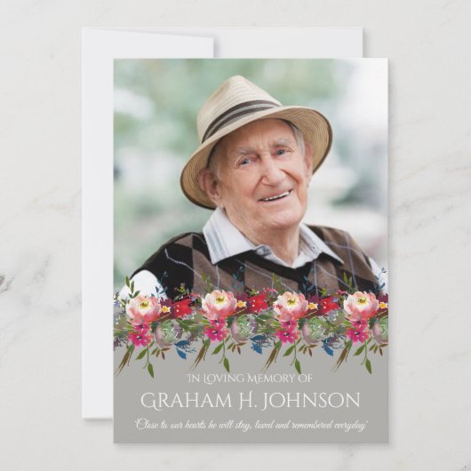 Sympathie Bloemenfoto Begrafenis Dank u kaart (Voorkant)