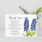 Sympathie Bluebonnets Begrafenis Dood Dank u Kaart (Staand voorkant)