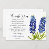 Sympathie Bluebonnets Begrafenis Dood Dank u Kaart (Voorkant / Achterkant)