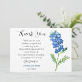 Sympathie Bluebonnets Begrafenis Dood Dank u Kaart (Staand voorkant)