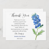Sympathie Bluebonnets Begrafenis Dood Dank u Kaart (Voorkant / Achterkant)