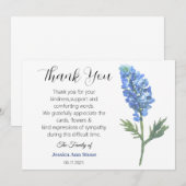 Sympathie Bluebonnets Begrafenis Dood Dank u Kaart (Voorkant / Achterkant)