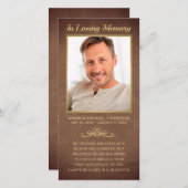 Sympathie Bruin Leather Gold Foto Funeral Prayer (Voorkant / Achterkant)