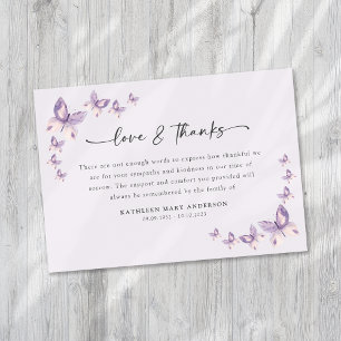 Sympathie Butterflies Funeral Bedankkaart