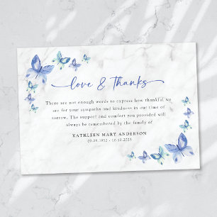 Sympathie Butterflies Funeral Bedankkaart