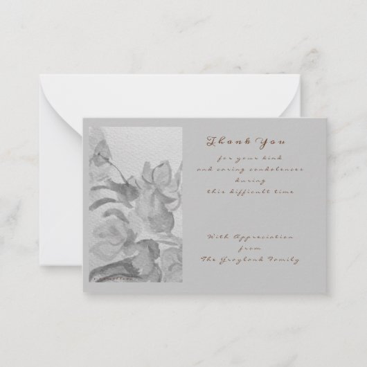 Sympathie condoleances dank u Flat Note Kaart Notitiekaartje (Voorkant)