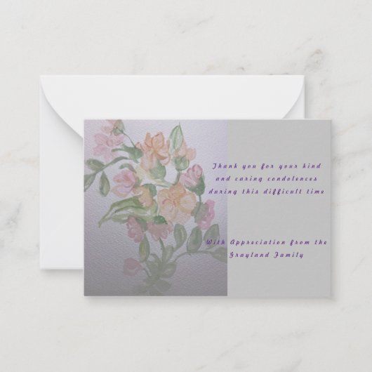 sympathie condoleances gedicht dank u notitiekaartje (Voorkant)