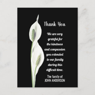 Sympathie Dank je Memorial White Lily Flower Briefkaart