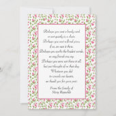 Sympathie Dank je wel Roze Rozen Kaart (Voorkant)