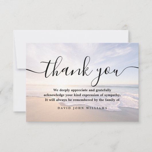 Sympathie Dank u Beach Ocean Funeral Bedankkaart (Voorkant)
