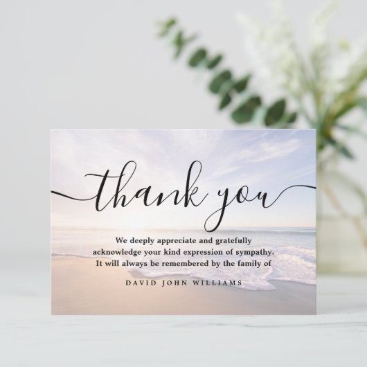 Sympathie Dank u Beach Ocean Funeral Bedankkaart (Staand voorkant)