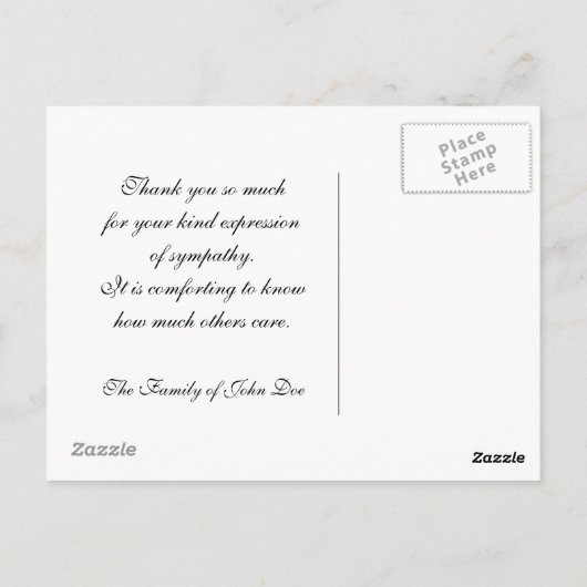 Sympathie Dank u Briefkaart (Achterkant)