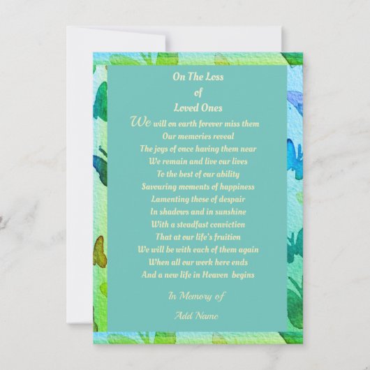 Sympathie dank u digitaal onder 2 dollar gedicht aankondiging (Voorkant)