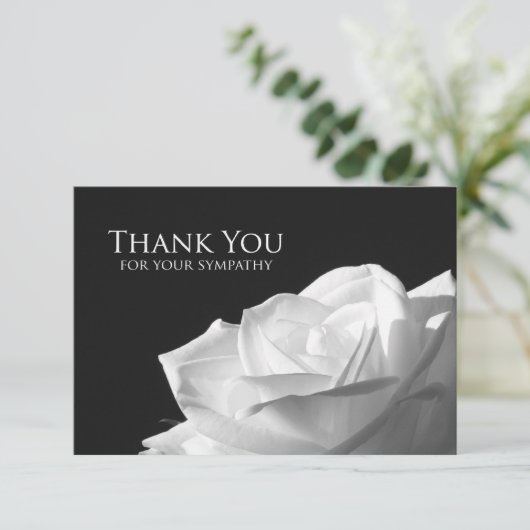 Sympathie Dank u Flat Kaart - White Rose (Staand voorkant)