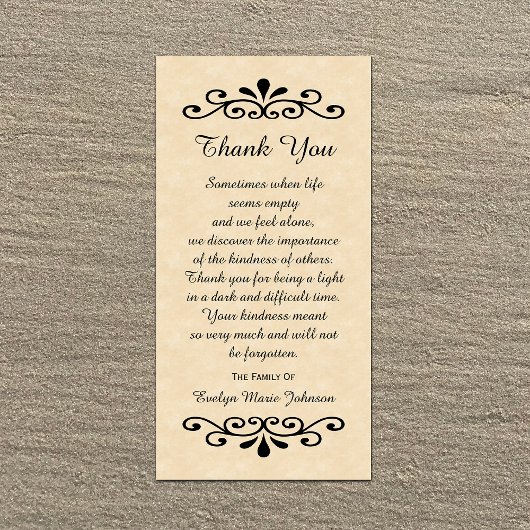Sympathie dank u fotokaart perkament look bedankkaart