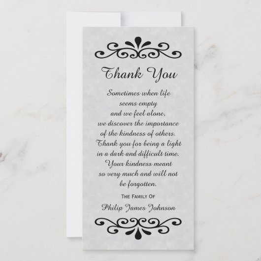 Sympathie dank u fotokaart perkament look grijs bedankkaart (Voorkant)
