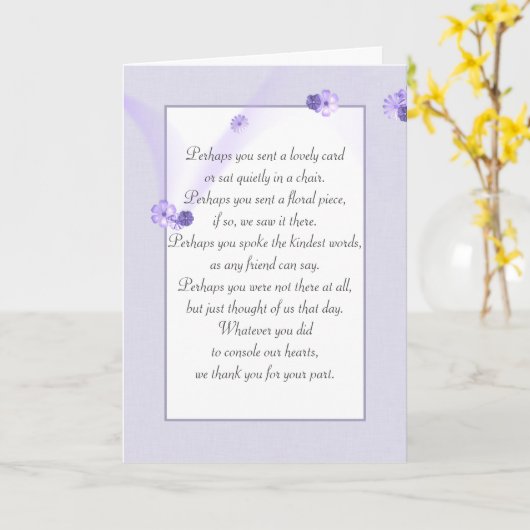 Sympathie Dank u Lavendel Border Kaart (Gele Bloem)