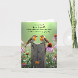Sympathie Dank u Liedvogels op een hek Post Kaart