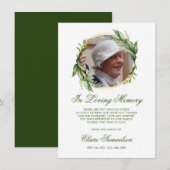 Sympathie Dank u Memorial Groen FOTO Bedankkaart (Voorkant / Achterkant)
