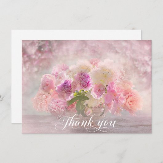 Sympathie DANK U Memorial Peony Flower Vase Bedankkaart (Voorkant / Achterkant)