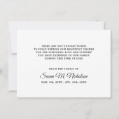 Sympathie DANK U Memorial Peony Flower Vase Bedankkaart (Achterkant)