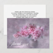 Sympathie DANK U Memorial Pink Peonies Vase Bedankkaart (Voorkant / Achterkant)