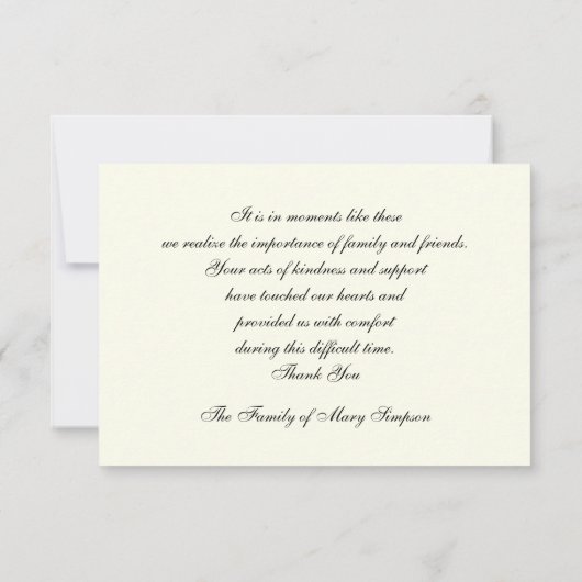 Sympathie Dank u Platte Kaart met Cross (Achterkant)