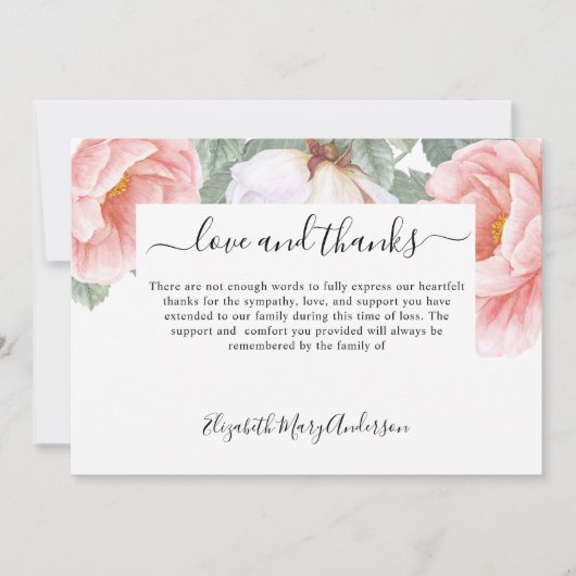 Sympathie Dank u rouwplechtigheid Floral Memorial Bedankkaart (Voorkant)