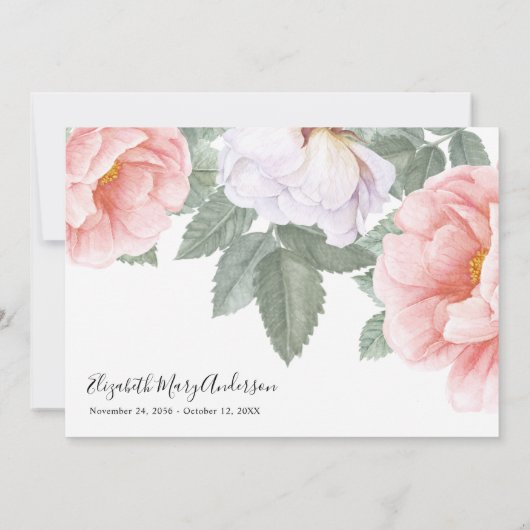 Sympathie Dank u rouwplechtigheid Floral Memorial Bedankkaart (Achterkant)