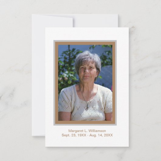 Sympathie Dank u Tan Bloemen Houten Kruis Bedankkaart (Achterkant)