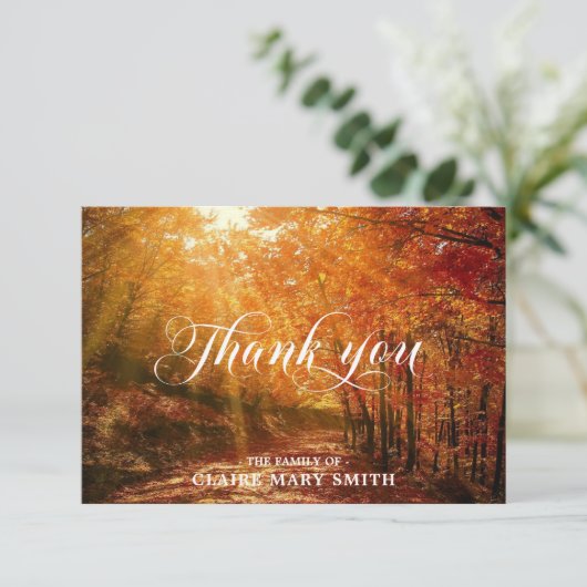 Sympathie DANK U Uitvaart Bos Herfst FOTO Bedankkaart (Staand voorkant)