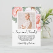 Sympathie Dank u Verdieping Floral Foto Bedankkaart (Staand voorkant)