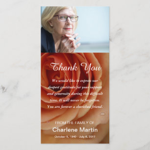 Sympathie Dank u voor het Memorial Funeral Floral Bedankkaart