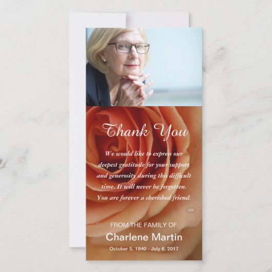 Sympathie Dank u voor het Memorial Funeral Floral  Bedankkaart (Voorkant)