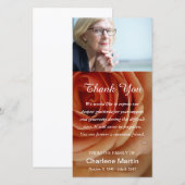 Sympathie Dank u voor het Memorial Funeral Floral  Bedankkaart (Voorkant / Achterkant)