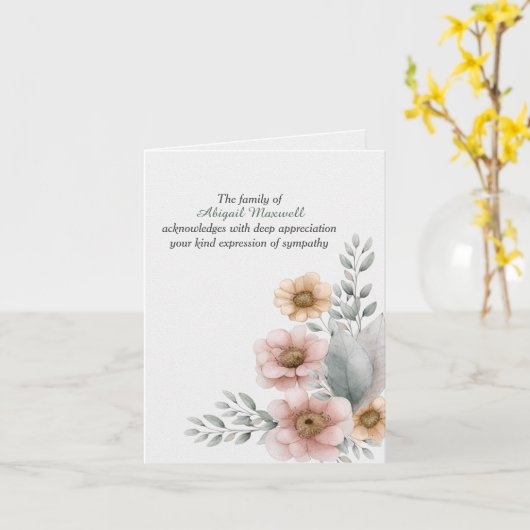 Sympathie Dank u Waterverf Bouquet Kaart (Gele Bloem)