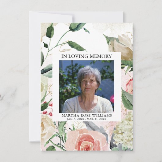 Sympathie Dank u Waterverf Floral Poem FOTO Bedankkaart (Achterkant)