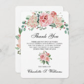 Sympathie Dank u Waterverf roze liefhebbend geheug Bedankkaart (Voorkant / Achterkant)