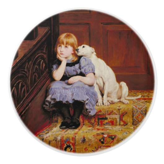 Sympathie (door Briton Riviere) Keramische Knop (Voorkant)