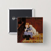 Sympathie (door Briton Riviere) Vierkante Button 5,1 Cm (Voorkant /achterkant)