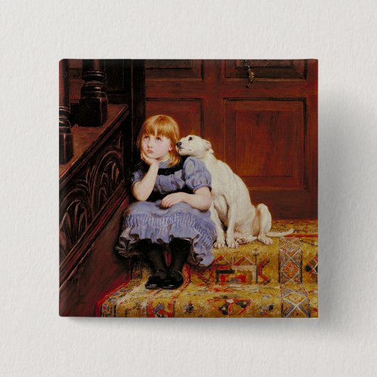 Sympathie (door Briton Riviere) Vierkante Button 5,1 Cm (Voorkant)