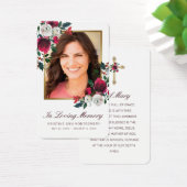 Sympathie Elegant Red Rose Cross Foto Prayer Kaart (Bureau)