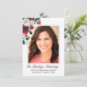 Sympathie Elegante rode roos bloemige foto begrafe Bedankkaart (Staand voorkant)